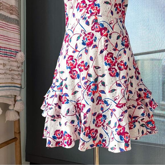 Tanya Taylor White Embroidered Sleeveless Mini Dress Women’s Size 2 - Picture 3 of 10